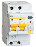 Выключатель автоматический дифференциальный АД12М 2п 25А B 30мА тип A (3 мод) | код. MAD12-2-025-B-030 | IEK 